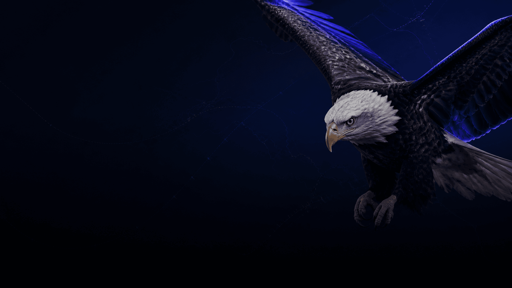 Eagle in controlled flight, representing EAGLEXOR's balance of altitude and precision